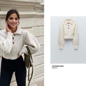 Zara wool blend cable knit sweater SIZE M